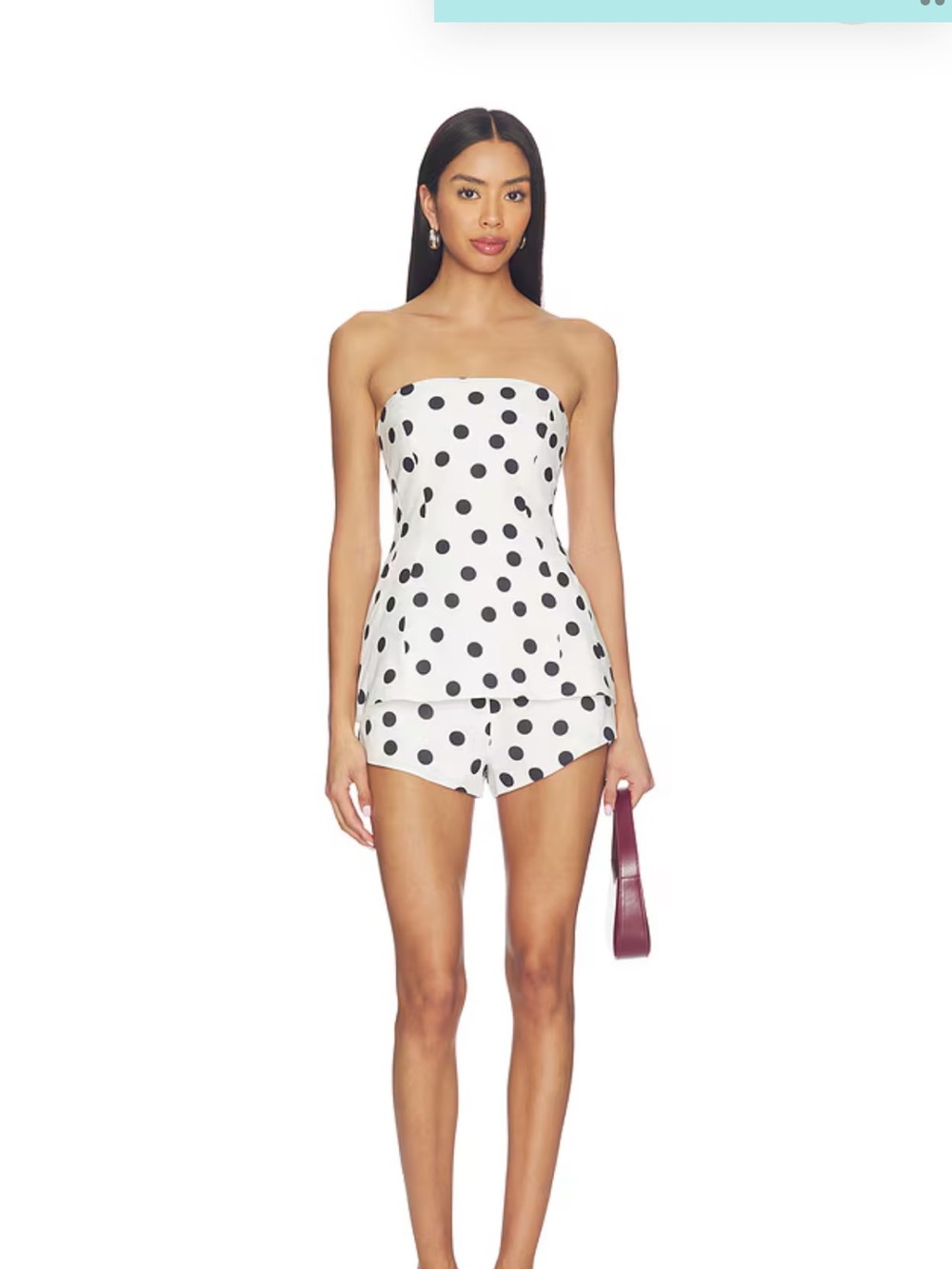 Strapless White Polka Dot set